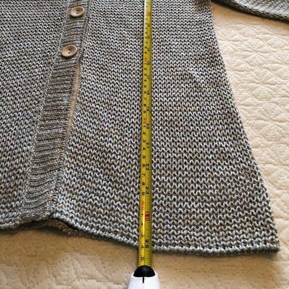 EDDIE BAUER linen/poly blend blue/grey Womens cardigan sweater - size Small - Picture 5 of 7